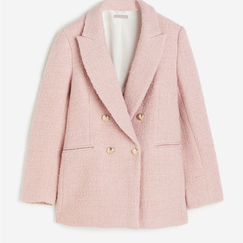 Chic Pink Double-Breasted Blazer